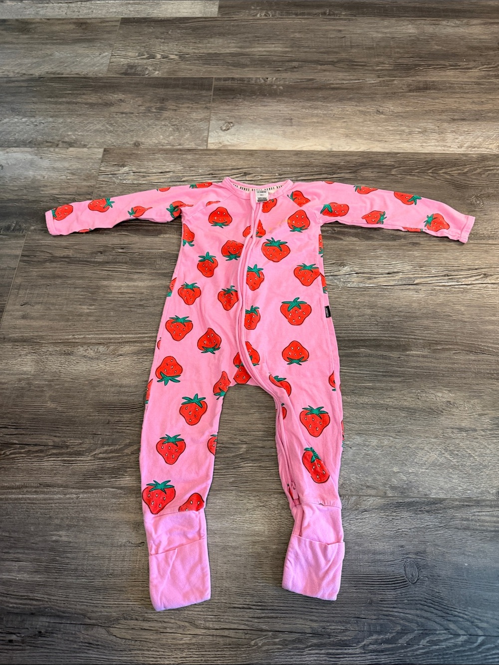 Bonds Pink Strawberry Print Kids One-Piece Zipper Romper